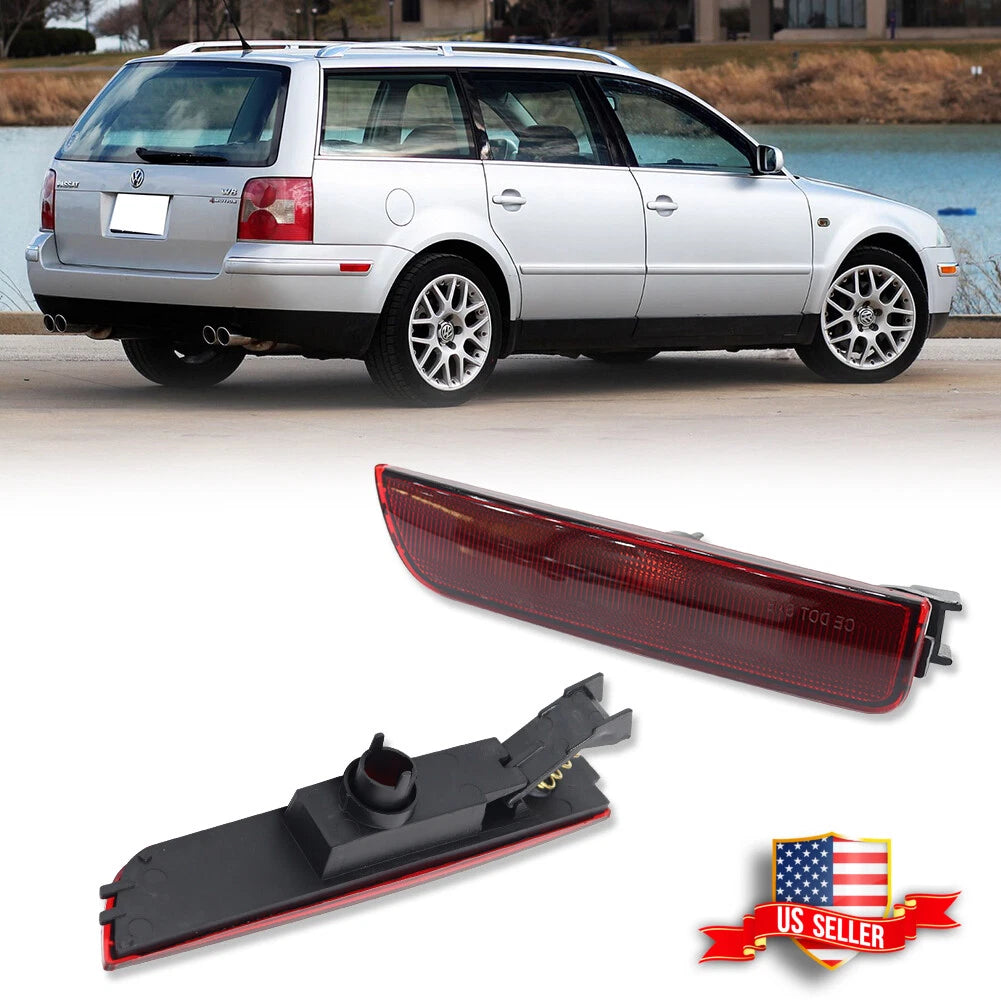 2X Red Lens Rear Bumper Side Marker Lights for VW Passat (2001–2005)