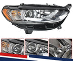 Right Passenger Side Halogen Headlight for Ford Fusion (2013–2016) Chrome w/ Bulbs