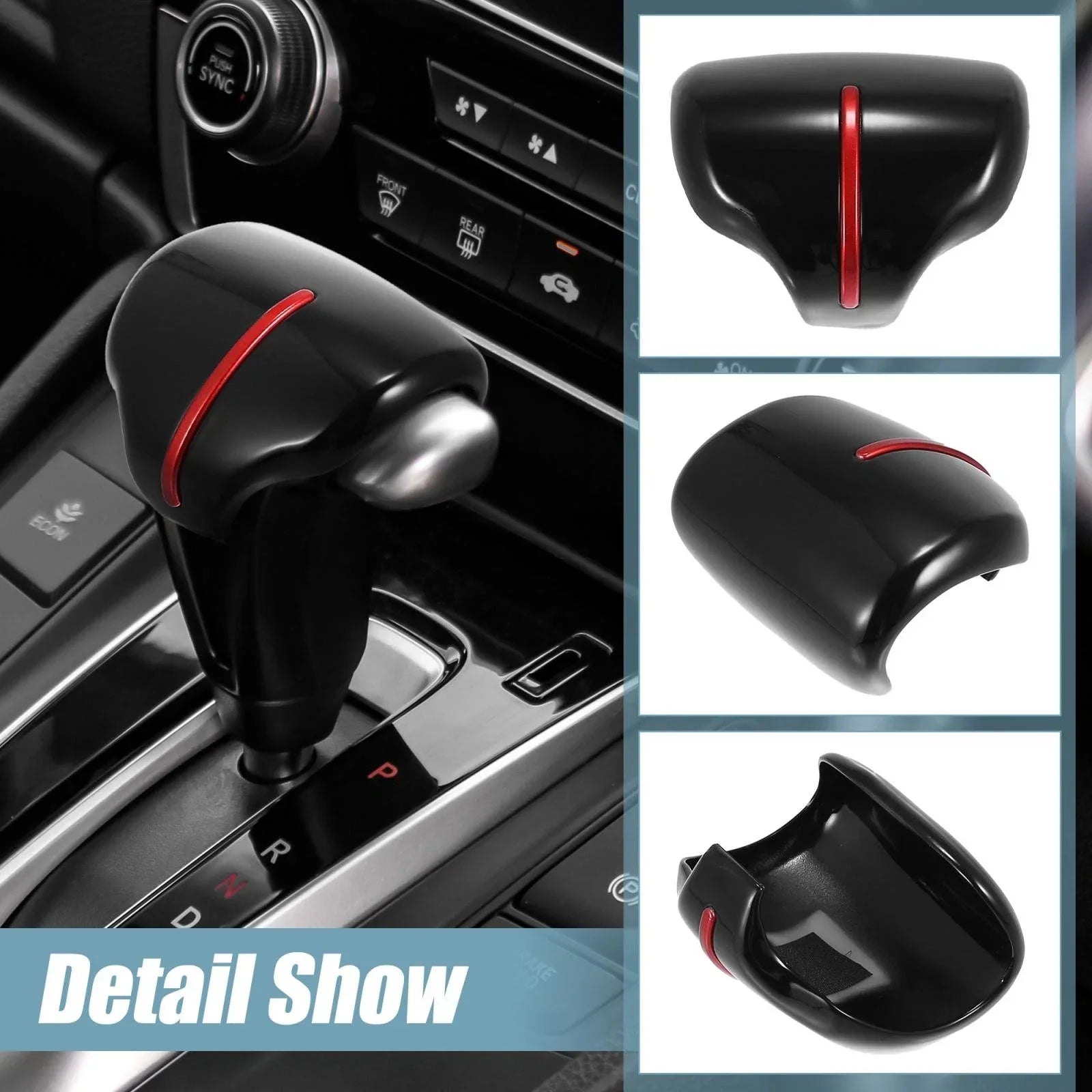 Car Gear Shift Knob Cover for Honda CR-V 2017-2021 - Black Red Trim