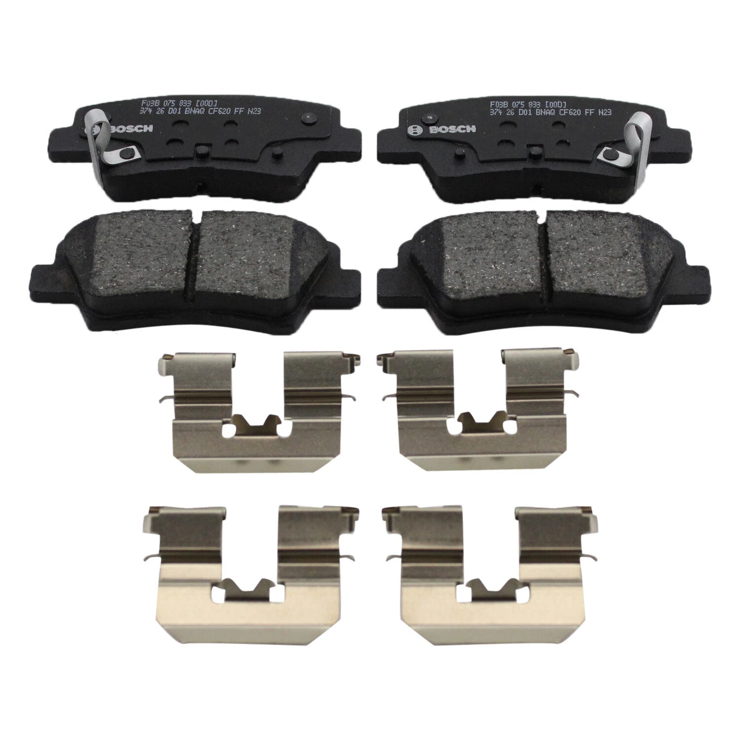 Set of 4 Bosch QuietCast Rear Ceramic Brake Pads for Accent Elantra Coupe Optima Rio