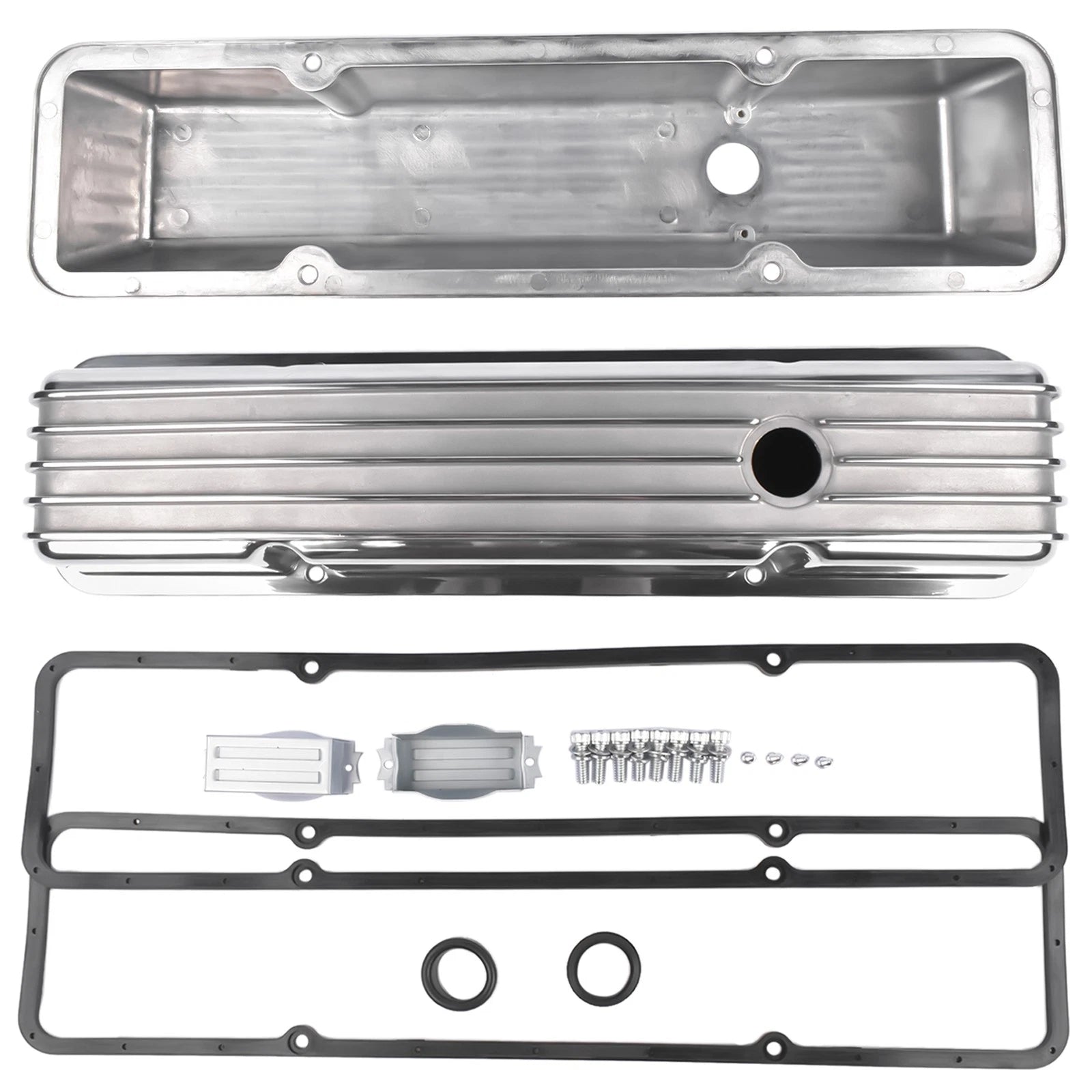 Finned Aluminum Tall Valve Covers for Chevrolet Small Block (283–400)