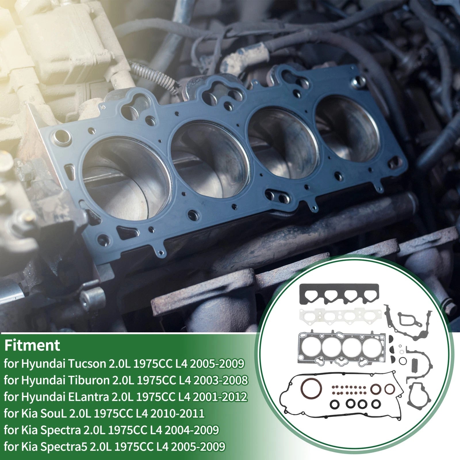 Set of 1 Cylinder Head Gasket for Hyundai Tucson 2.0L (No.HS26181PT)
