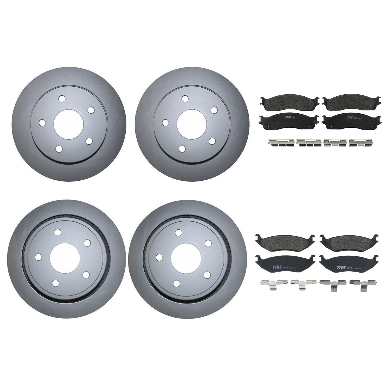 Front Rear Brake Kit Disc Rotors & TRW Pro Metallic Pads for Dodge Ram 1500