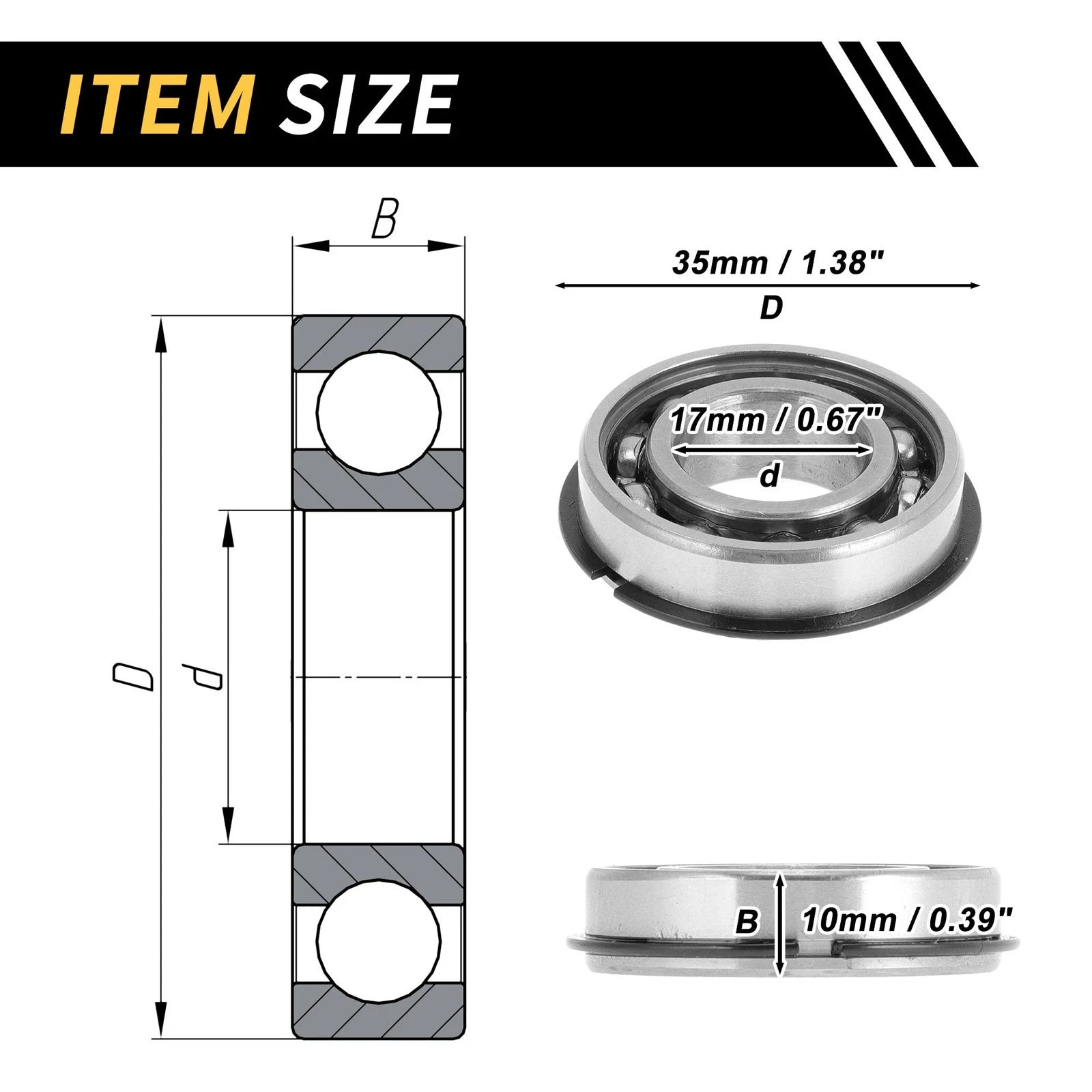 1 Pc 6003NR Deep Groove Ball Bearing for Scooter Skateboard Wheel (17x35x10mm)