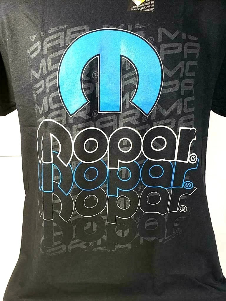 Mopar Emblem T-Shirt Black with Blue M Logo for Dodge Chrysler Jeep (—)
