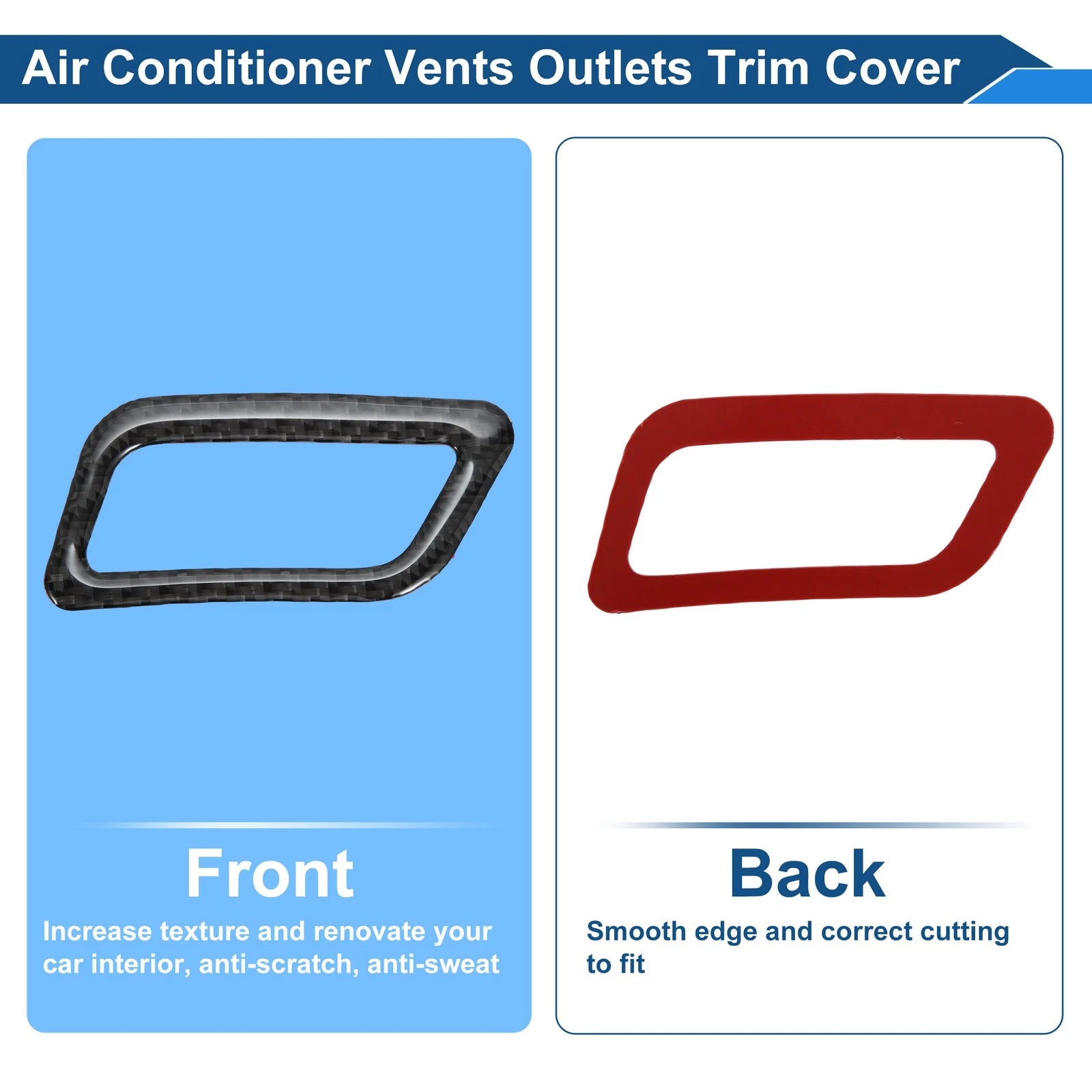 2X Air Condition Outlet Vent Trim Cover Frame for Nissan Rogue (2014–2020) Black