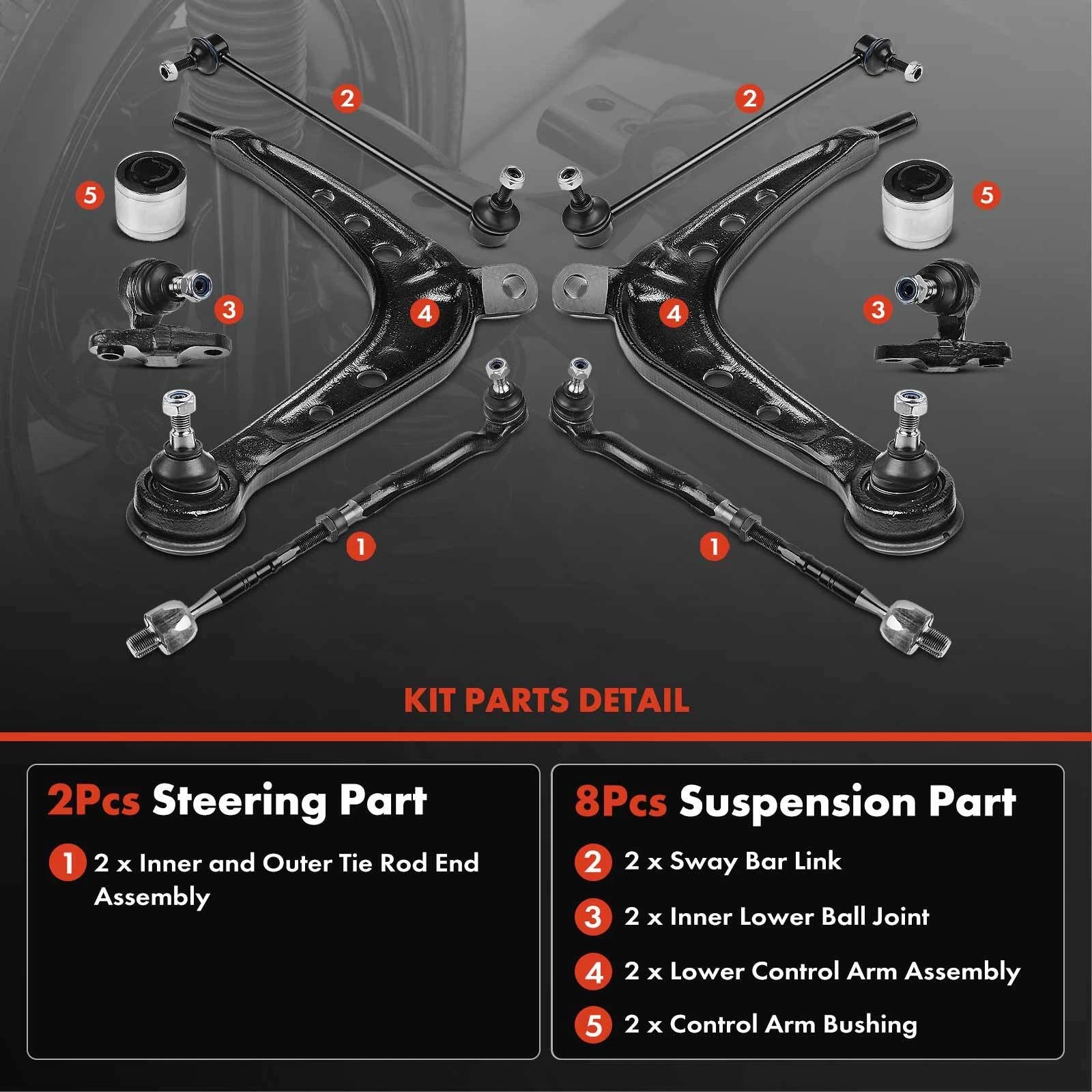 10x Front Lower Control Arm Ball Joints for BMW 325xi (2006-2006)