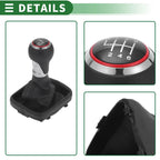 6 Speed Shift Knob with Cover for Audi A3 (2003–2013) Chrome Red Black