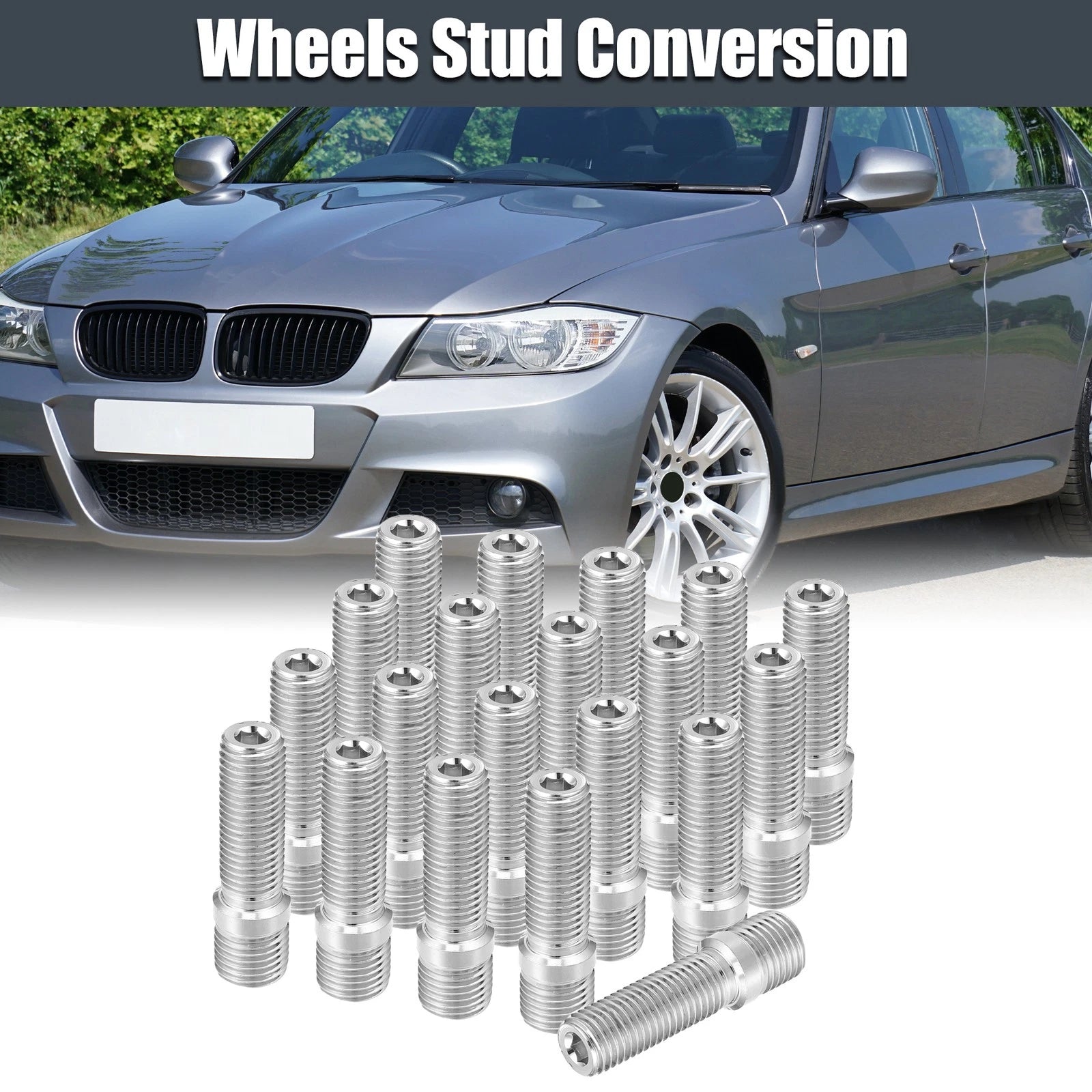 20 Pcs M14x1.5 to M12x1.5 50mm Wheel Studs for Audi 