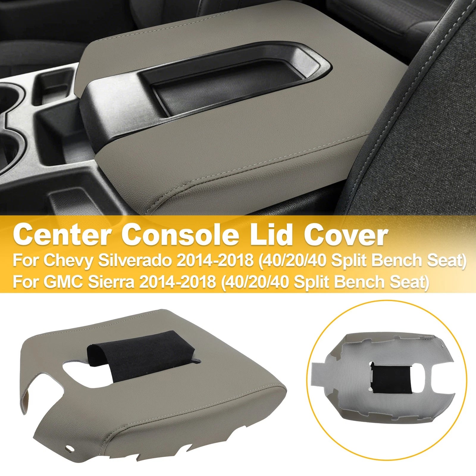 Center Console Armrest Cover for Chevy Silverado/Sierra (2014–2018) Dune Tan