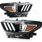 2x Black Headlight Assembly for Ford Mustang (2015–2020)