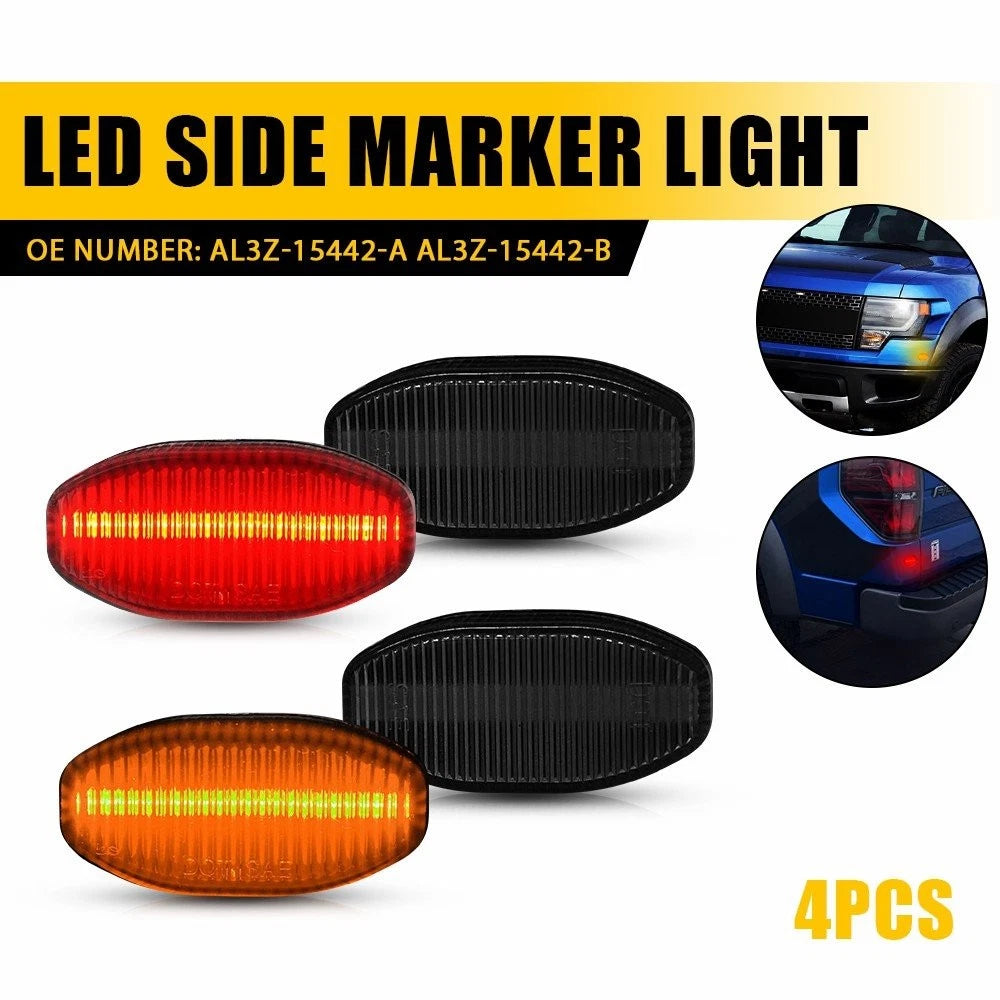 Smoked Amber/Red LED Side Marker Lights for Ford Raptor (2010–2014)