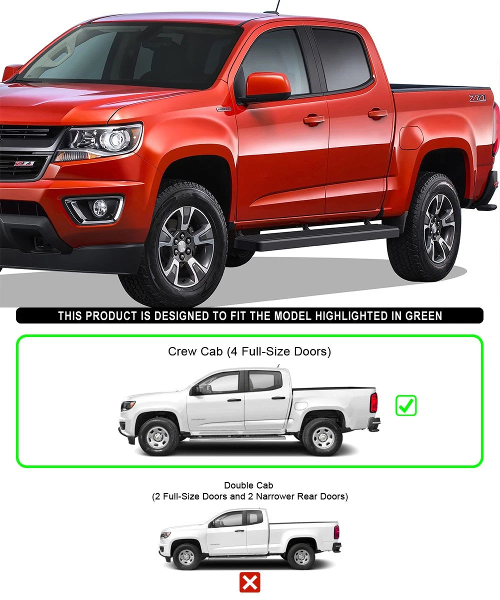 Running Boards 6-Inch Black for Chevy Colorado GMC Canyon (2015–2026)