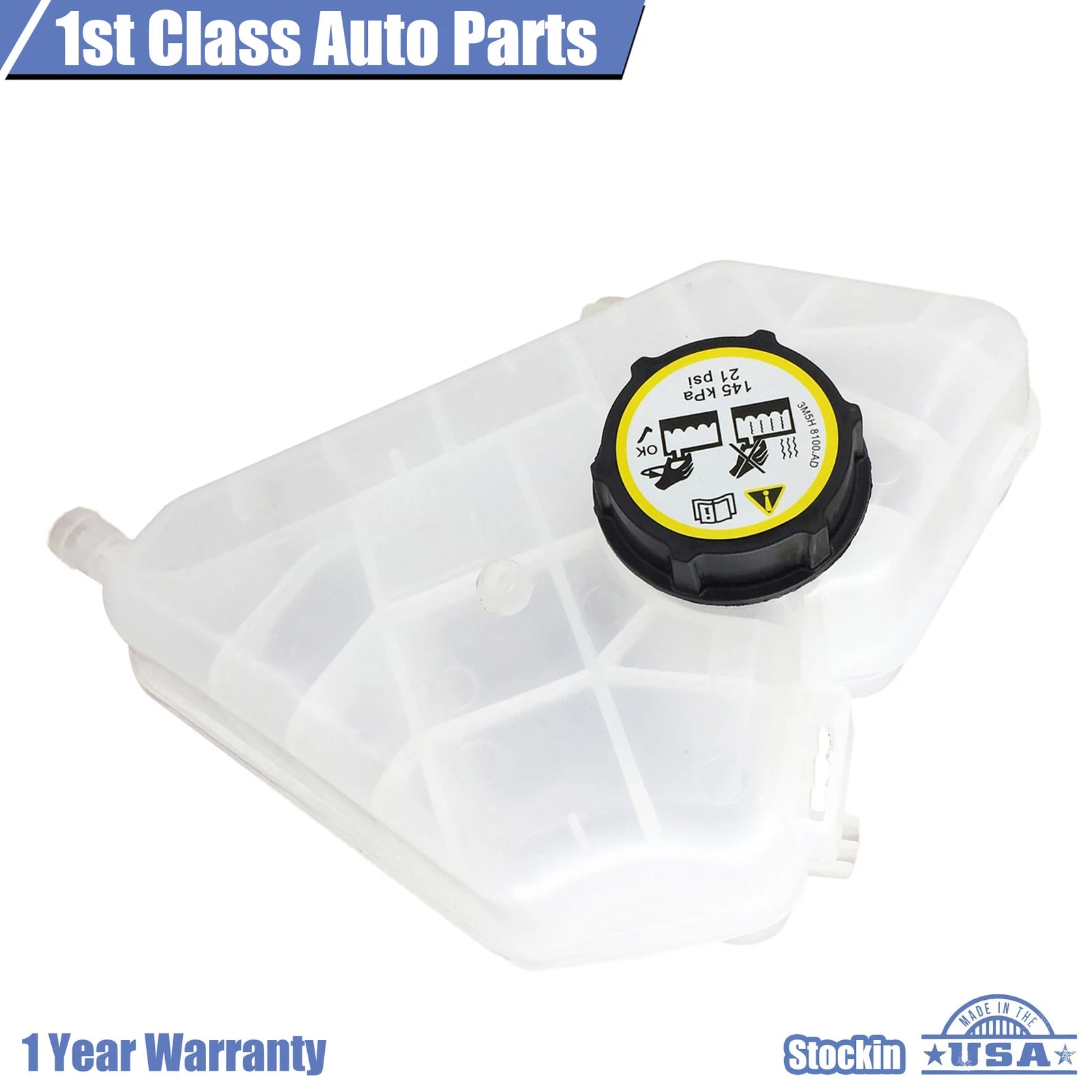 Radiator Overflow Bottle Tank with Cap for Ford Fiesta (2001-2003)