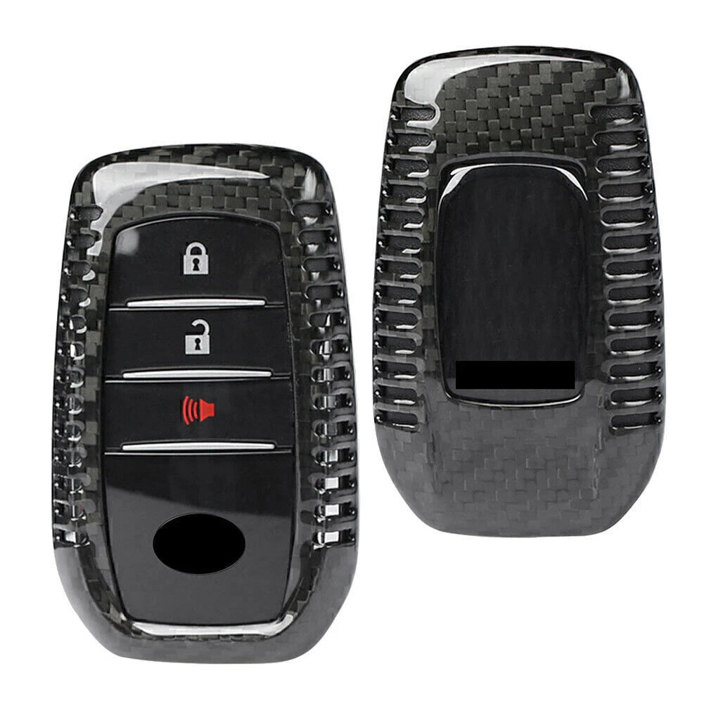 Carbon Fiber Key Fob Case Cover for Toyota Alphard RAV4 Hilux (2016–2023)
