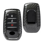 Carbon Fiber Key Fob Case Cover for Toyota Alphard RAV4 Hilux (2016–2023)