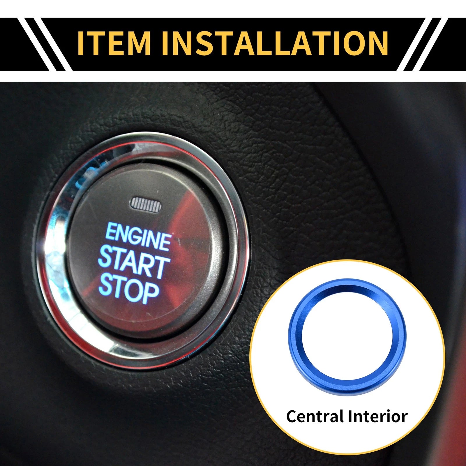 Engine Start Stop Button Switch Knob Cover Ring for Ford Maverick (2022) Blue