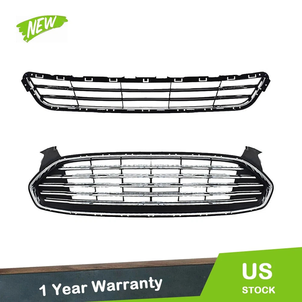 Front Grille Bumper for Ford Fusion Mondeo (2013–2016) Chrome Black