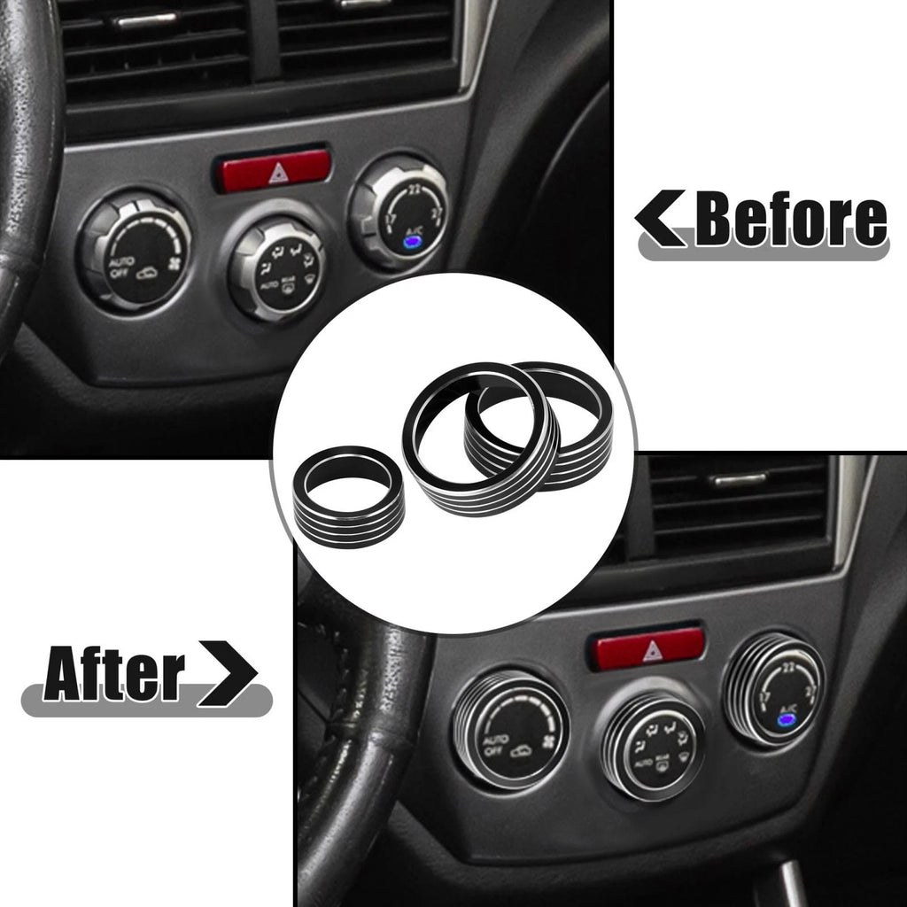 3pcs Black AC Climate Control Knob Trim Cover for Subaru Forester 