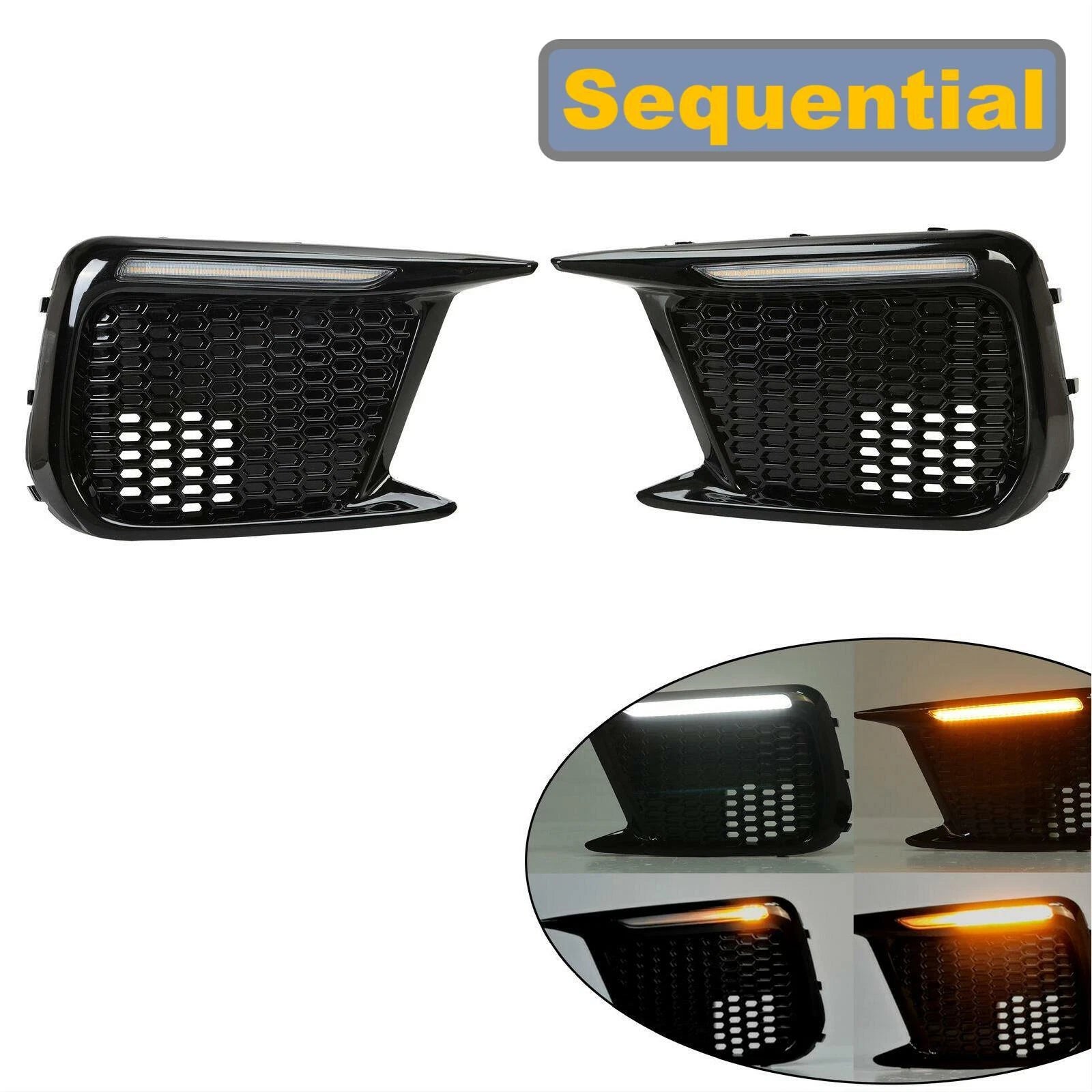 Sequential LED DRL Fog Light Bezels for Subaru WRX STI (2018–2021) LH+RH