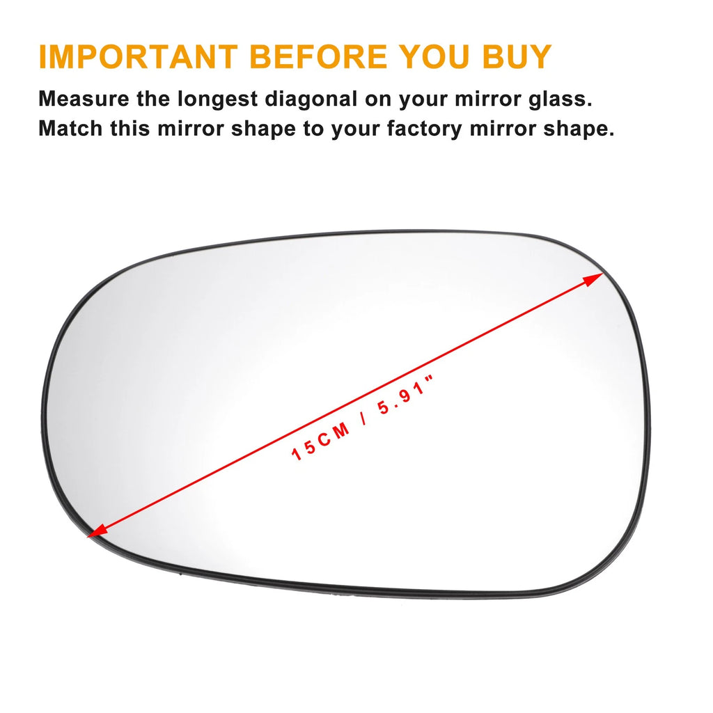 Left Side Heated Convex Mirror Glass for Nissan Micra (2002–2009)