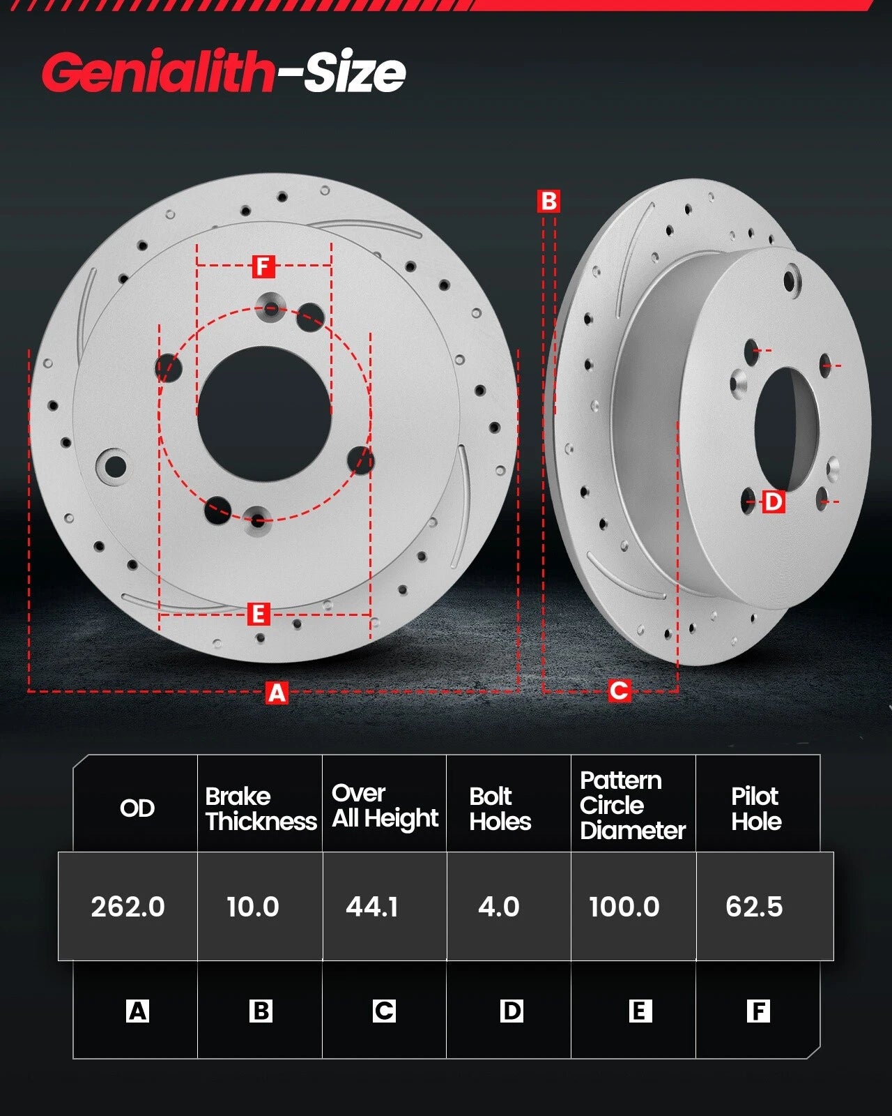 Set of 2 Rear Drilled Brake Rotors + Ceramic Pads for Hyundai Accent (2012–2017)