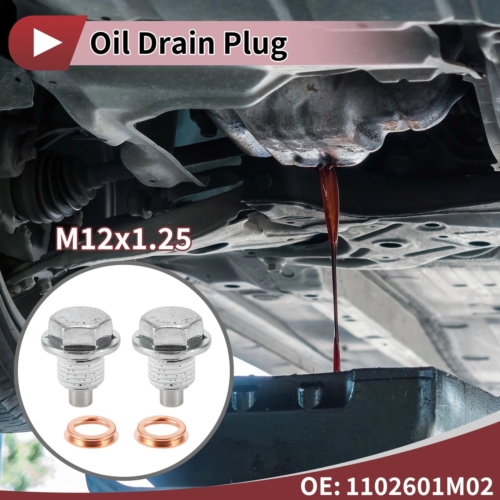 Set of 1 Oil Drain Plug for Nissan Infiniti (No. 1102601M02)