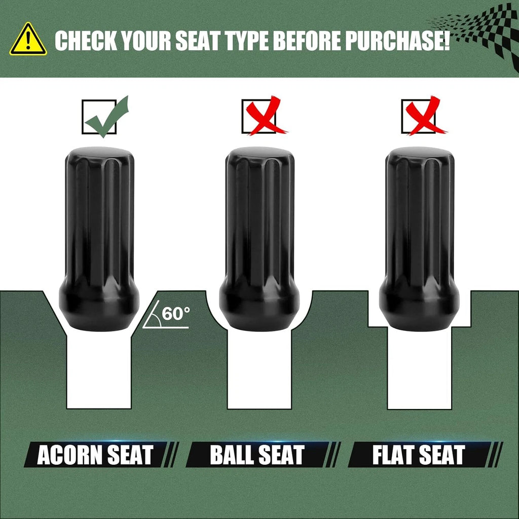 14x1.5 7-Spline Wheel Lug Nuts 2" Long for Chevy Ford GMC (1999–2024)