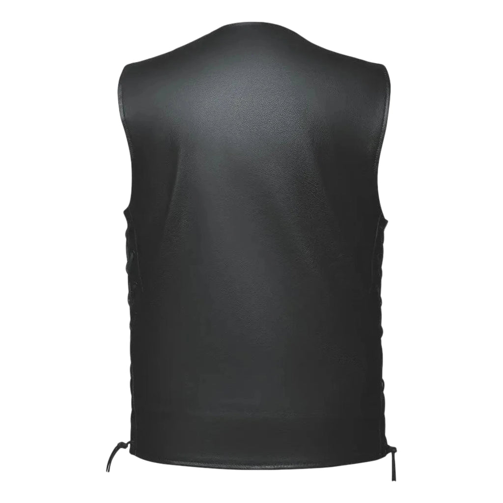 Leather Gun Pocket Motorcycle Vest for Rifleman (2XL)