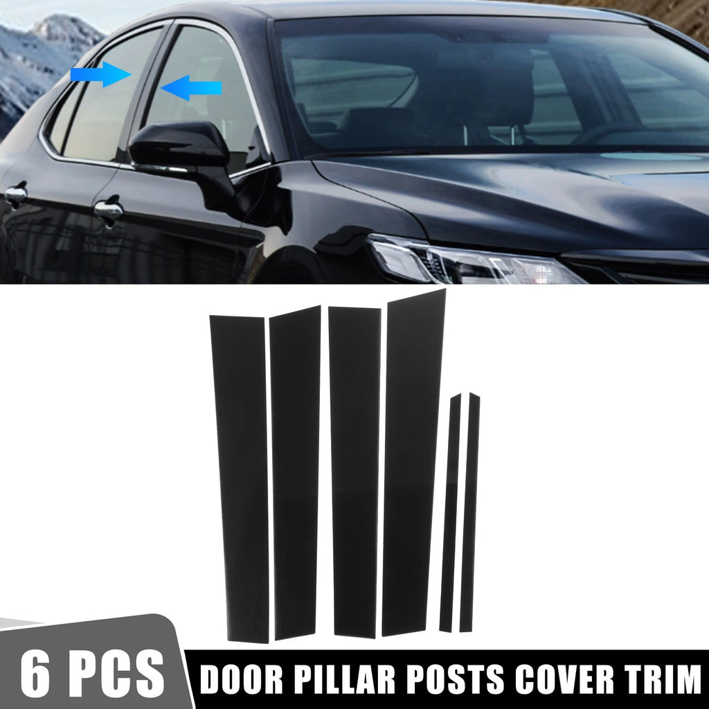 Set of 6 Door Cover Panel Pillar Post Stickers for Toyota Camry (2012–2015) Black