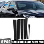 Set of 6 Door Cover Panel Pillar Post Stickers for Toyota Camry (2012–2015) Black