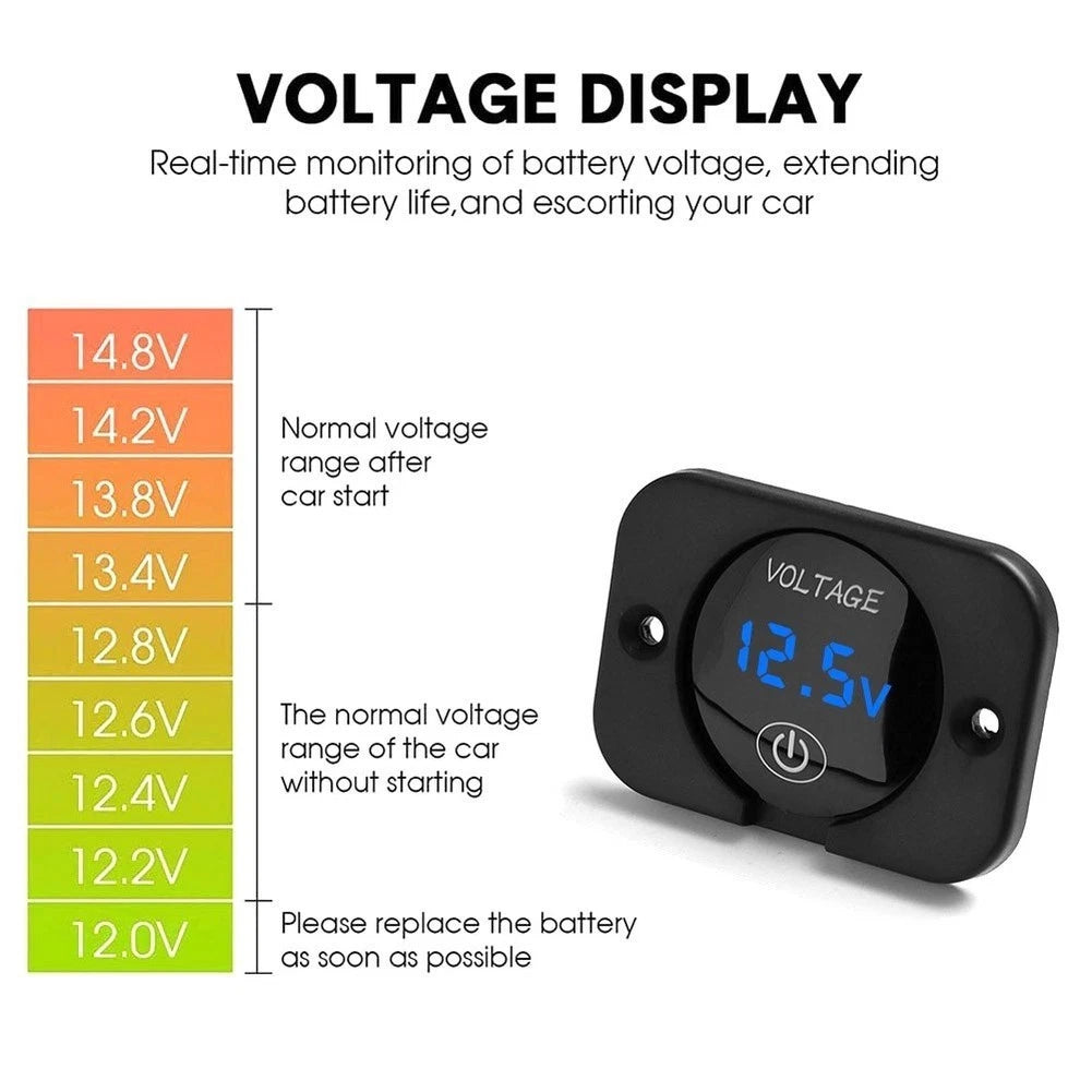 Water Resistant Digital Voltmeter for Road Spray and Marine Environments