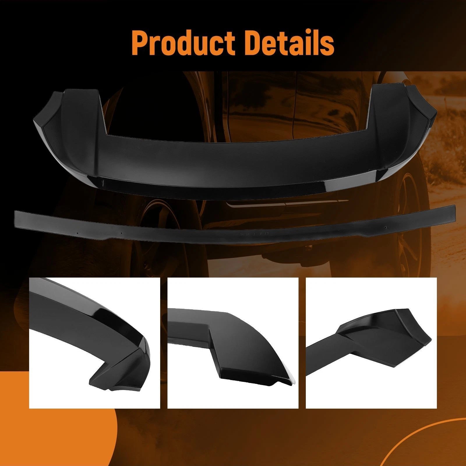 Rear Mid+Roof Spoiler Kit for Jeep Grand Cherokee (2013–2021) Black SRT Style