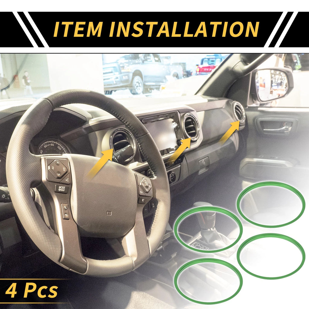 Set of 4 AC Vent Dashboard Decoration Rings for Toyota Tacoma (2016–2021) Green