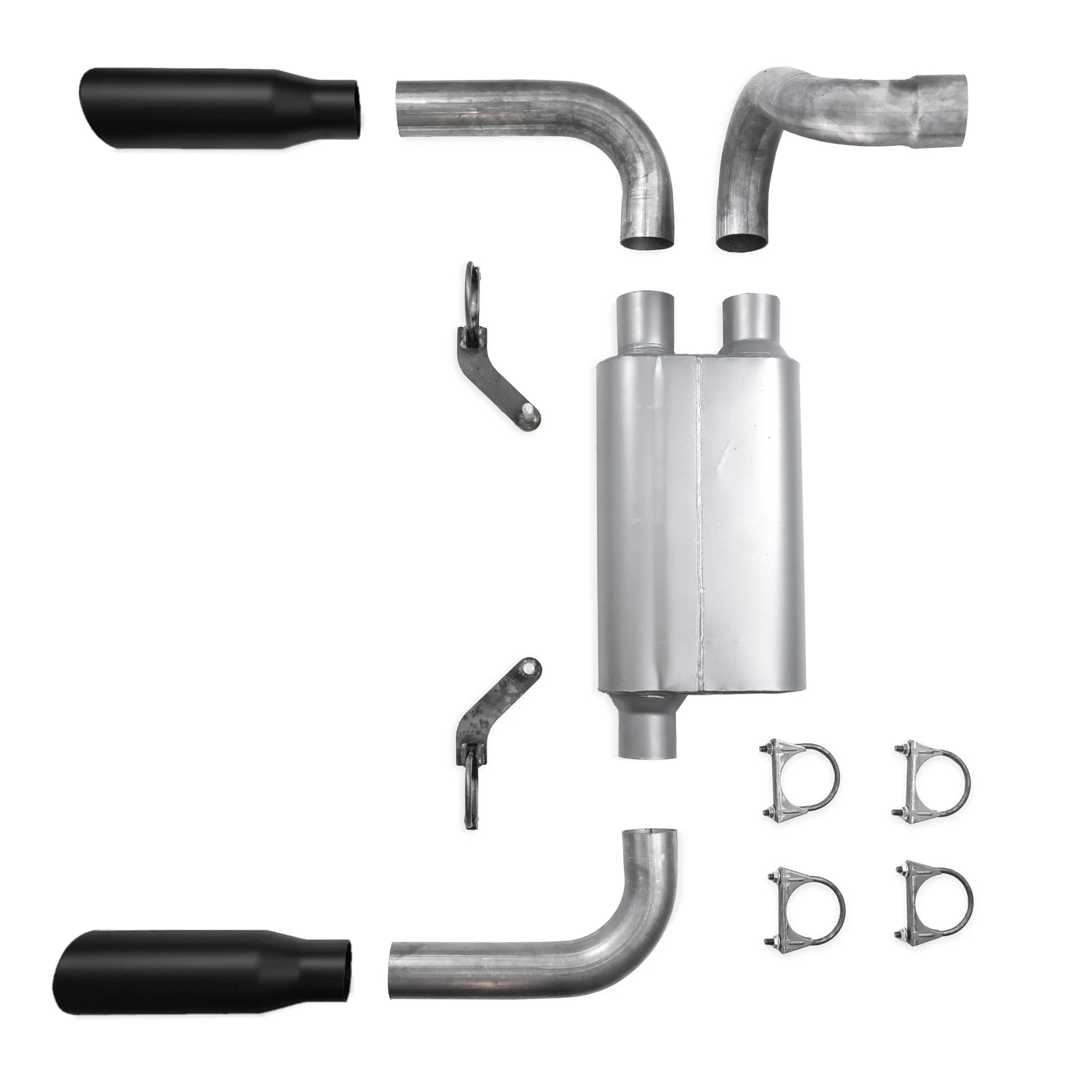 2.5" Dual Exhaust Kit for Jeep Wrangler (2018–2025) - Rolled Black Tips