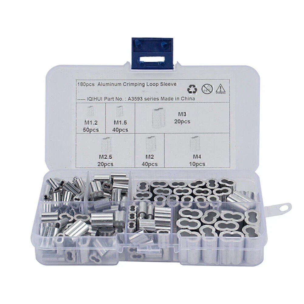 6 x Ferrule Crimping Loop Sleeves for Wire Rope Cable Line Assortment