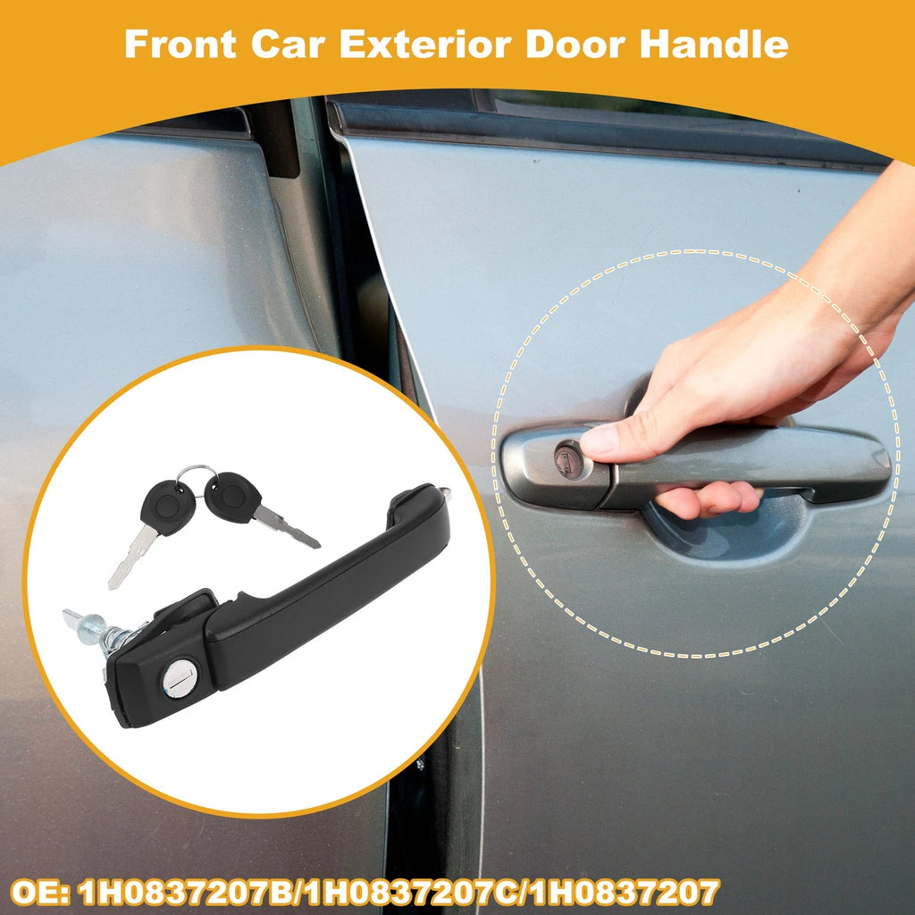 Front Door Handle No. 1H0837207B for Volkswagen Jetta (2006–2010) Black Metal