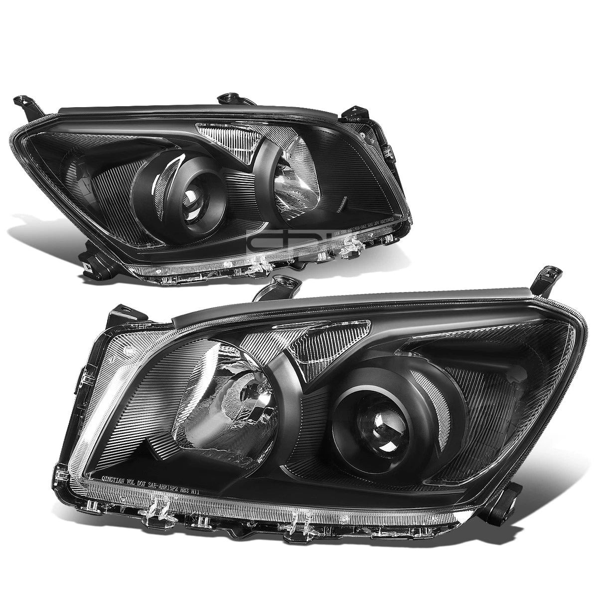 Set of 2 Black Housing Clear Side Projector Headlights for Toyota RAV4 (2009–2012)