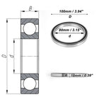6816VV Deep Groove Ball Bearing for Scooter Skateboard (80x100x10mm)
