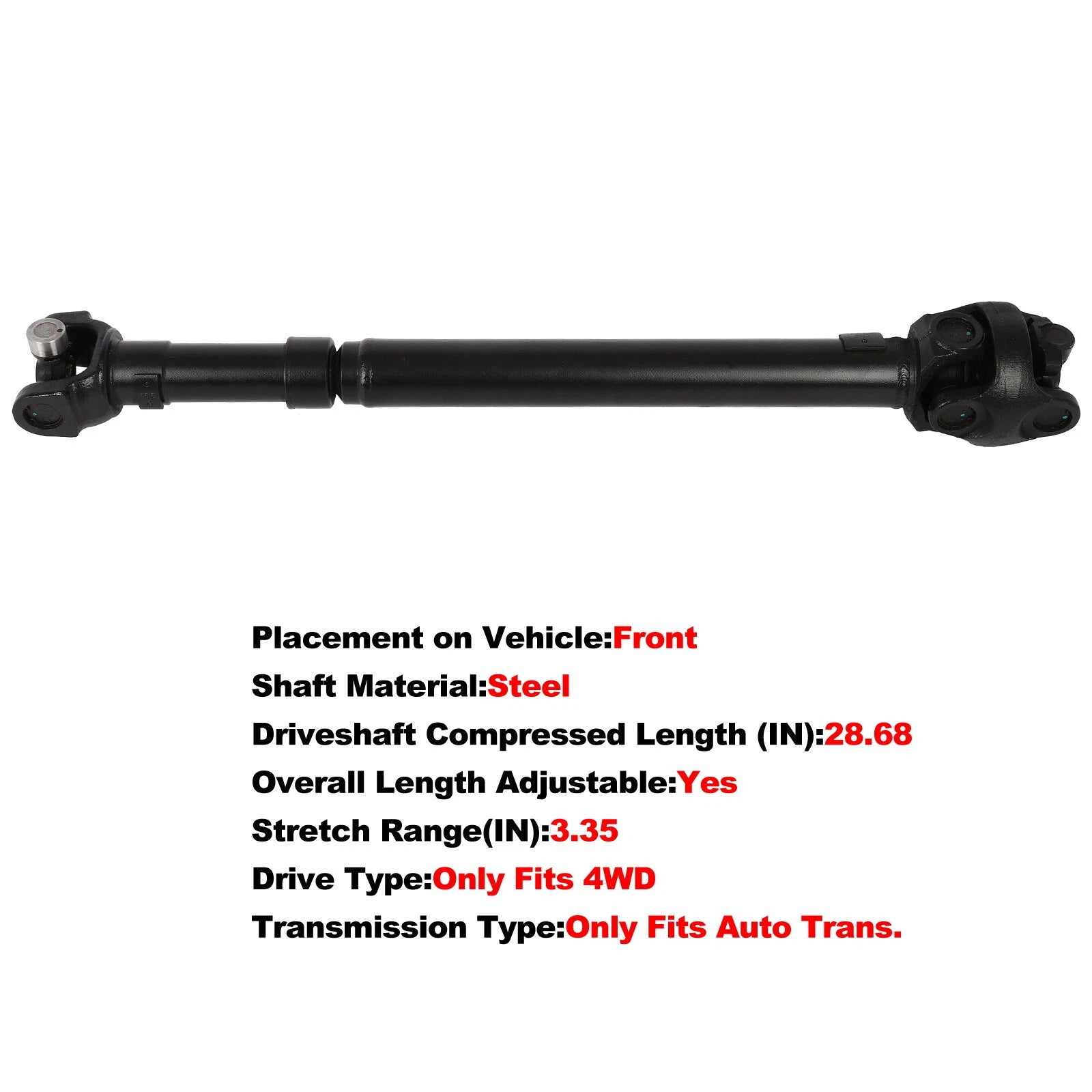 Front Drive Shaft for Jeep Cherokee Comanche Wagoneer (1987–2001) 4WD