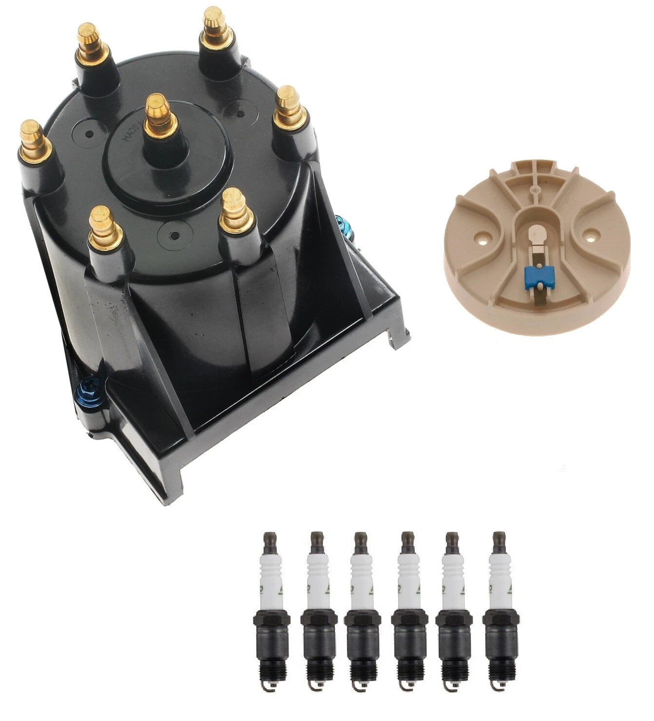 Distributor Rotor Cap & Spark Plugs Kit for Chevy S10 GMC Jimmy (1994–2004)