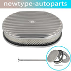 12" Oval Polished Aluminum Air Cleaner for Chevy Ford Mopar