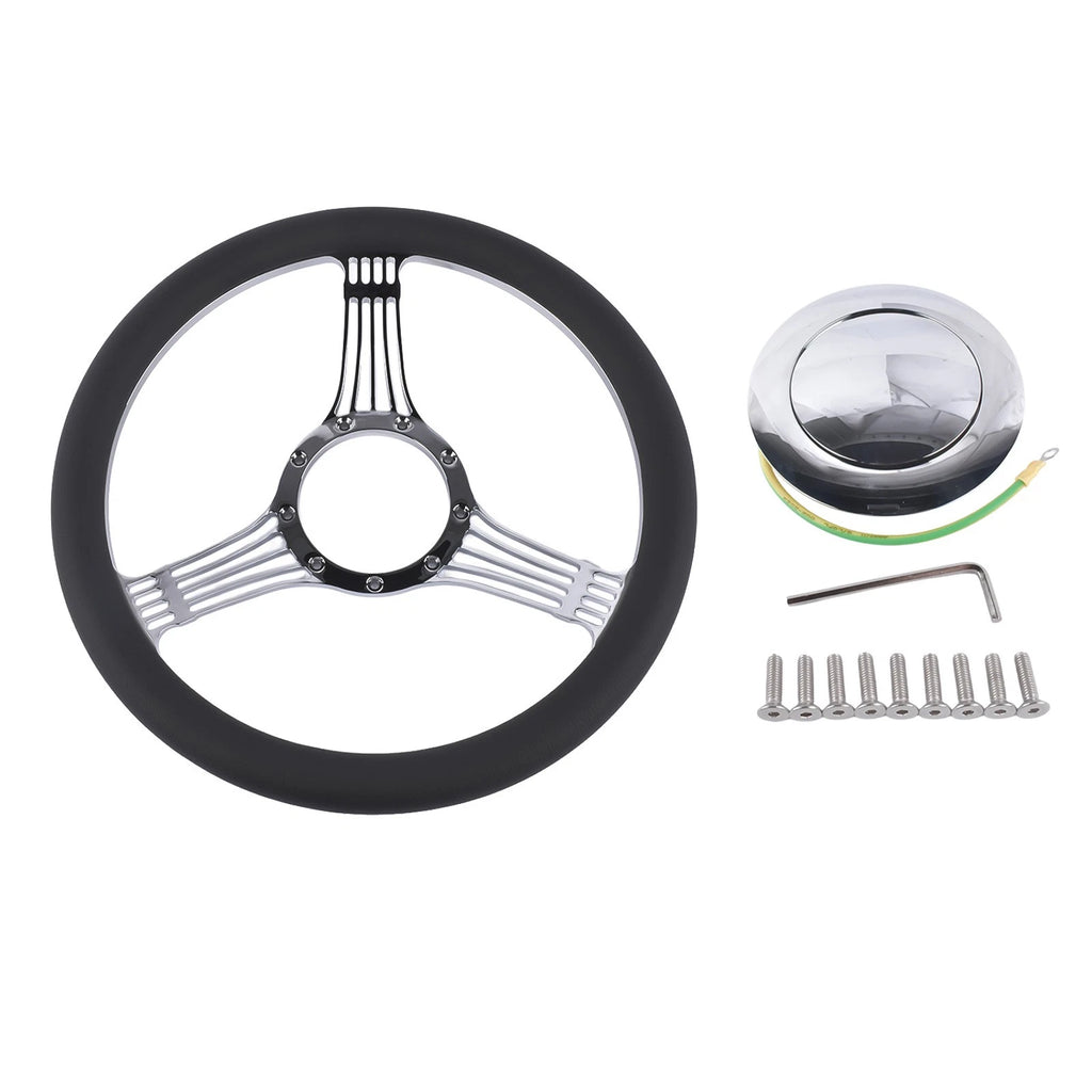 Steering Wheel Kit for GM 14" (1969–1994) - Billet Aluminum, 9 Hole, Horn Button