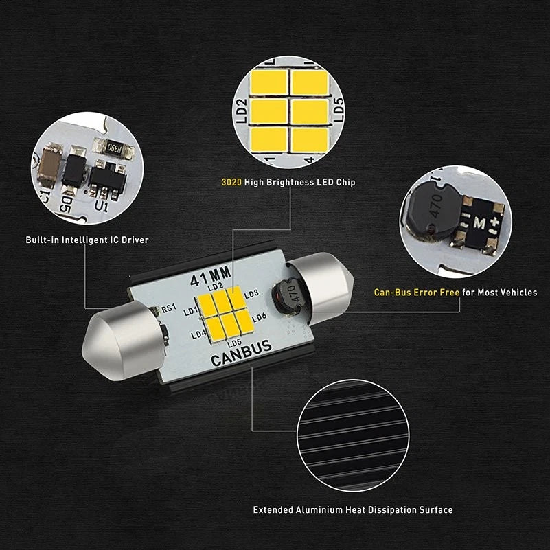 4X Festoon LED Interior License Lights for (6413 6429)