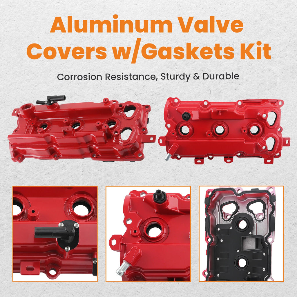 2X Aluminum Valve Covers with Gaskets for Nissan Altima Murano QX60 (2015–2018)