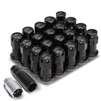 Set of 4 Aluminum Gun Metal 16 Lug Rim Lock Nuts + Keys M12x1.25 22mm OD/45mm Tall