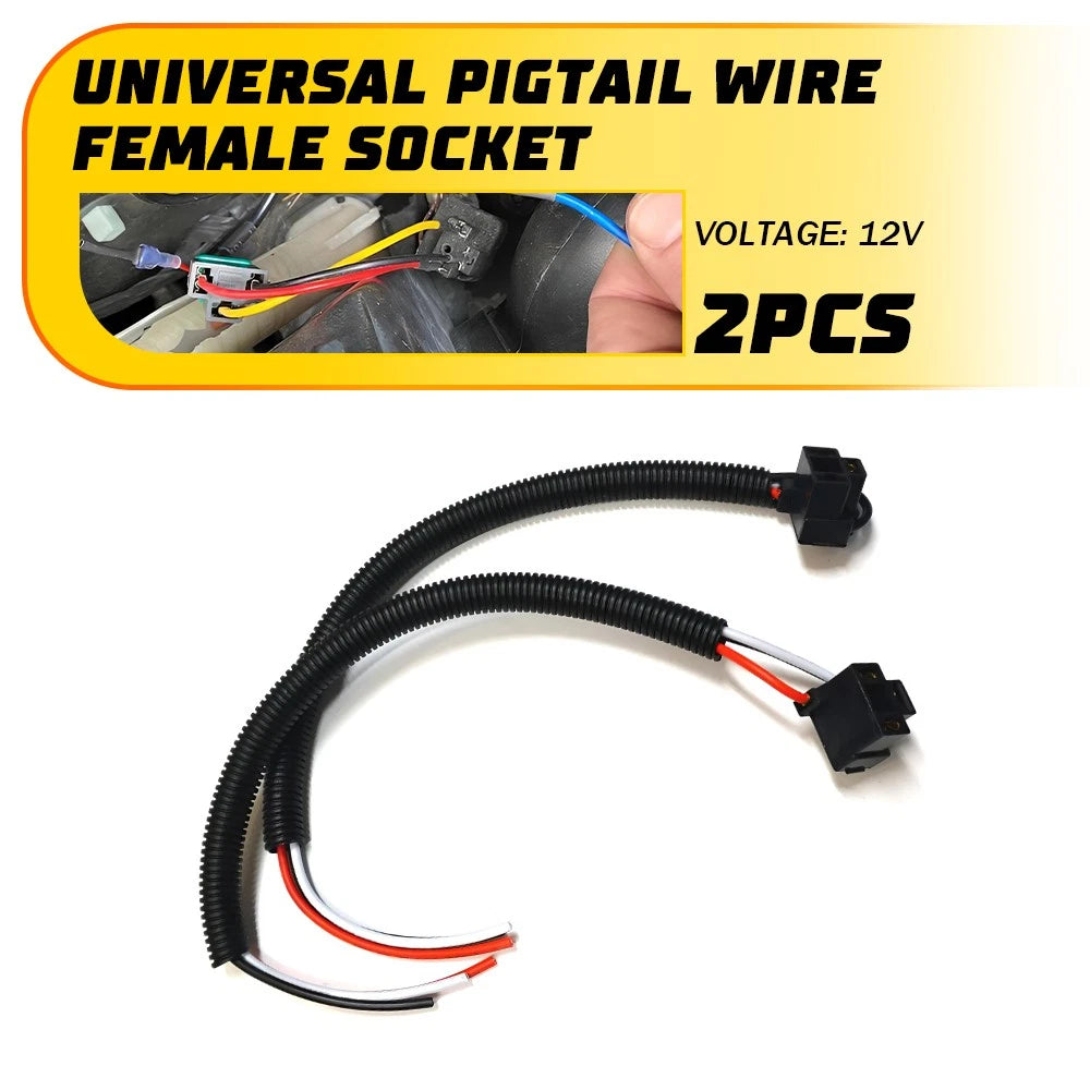 Extension Wire Pigtail Female 9003 H4 Harness Headlight Connector Socket (2010–2023)