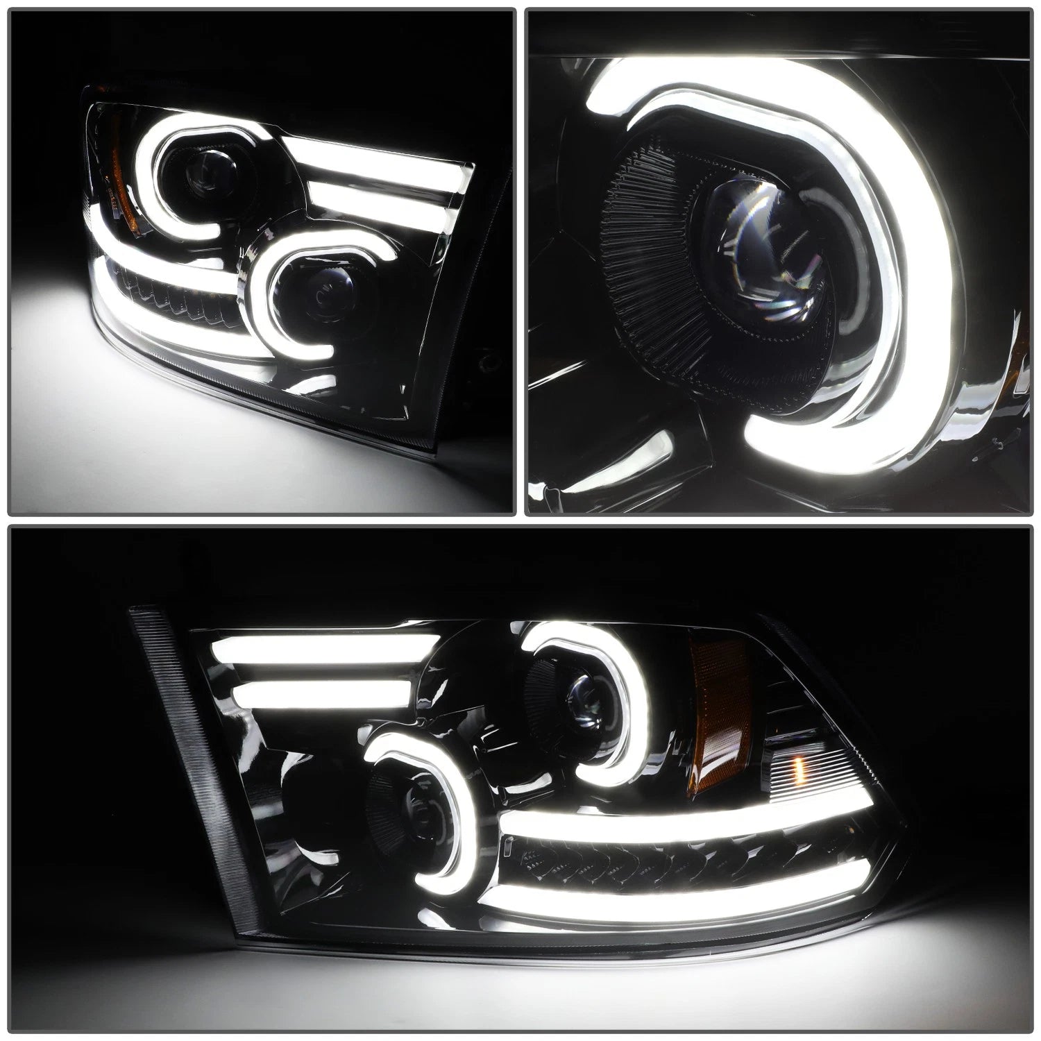 LED DRL Sequential Signal Projector Headlight Lamps for Ram 1500 2500 3500 (2009–2018)