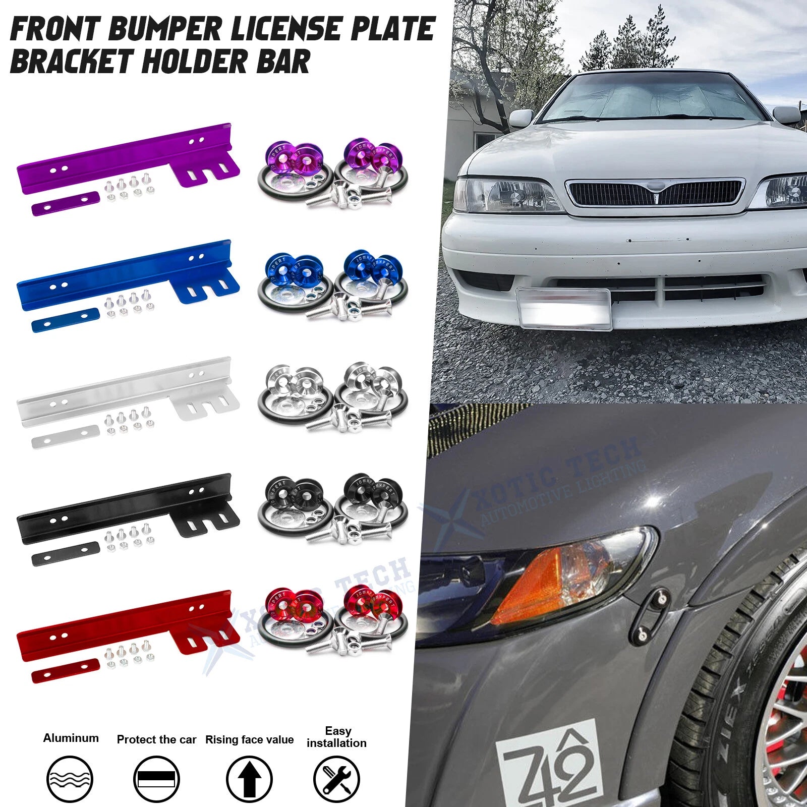 Metal Front Bumper License Plate Relocator Bracket for JDM Models (2000–2024)