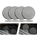 Set of 4 Silver Carbon Fiber Cup Holder Pads Non-Slip Mat